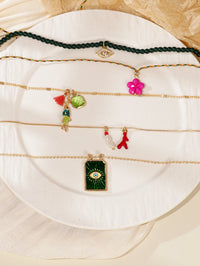 Collar bohemio apilado de 5 uds., tinta de ojo del diablo, cuentas verdes, borla, flor, diseño de múltiples dijes, regalo de joyería diaria para mujer