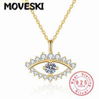 Collar con Colgante de Ojo Turco de Plata de Ley S925 con Moissanita de 0.3CT para Mujer, Joyería Brillante en Forma de Ojo con Color D y Claridad VVS1