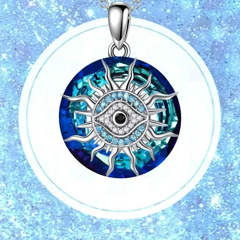Collares de joyería de alta gama para mujer, amuleto de transferencia de mal de ojo de aceite de gota azul hielo, 2023