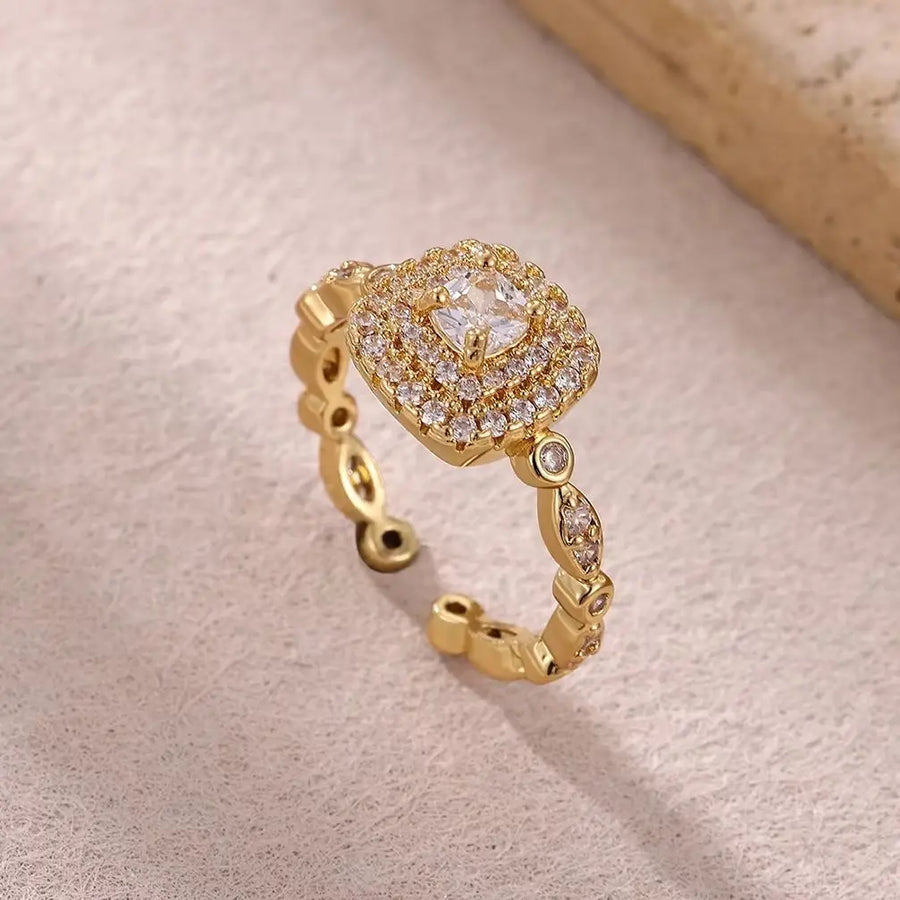 Anillo Ojo Turco Circonita Cuadrada