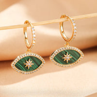 Aretes Ojo Turco Malaquita Estrella Protectora