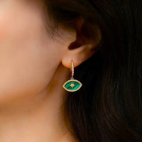 Aretes Ojo Turco Malaquita Estrella Protectora