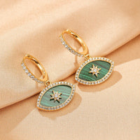 Aretes Ojo Turco Malaquita Estrella Protectora