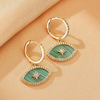 Aretes Ojo Turco Malaquita Estrella Protectora