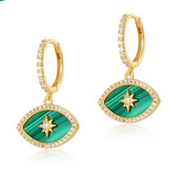 Aretes Ojo Turco Malaquita Estrella Protectora
