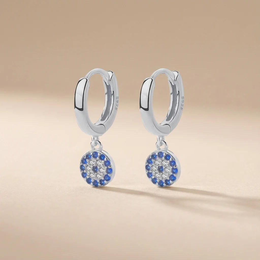 Aretes Ojo Turco Encanto Plateado