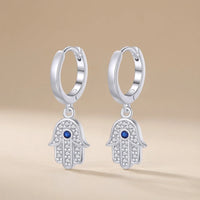 Aretes Mano de Fátima Ojo Turco Milagro Brillante