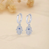 Aretes Mano de Fátima Ojo Turco Milagro Brillante
