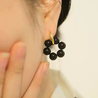 Aretes Obsidiana Escudo Refinado