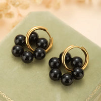 Aretes Obsidiana Escudo Refinado