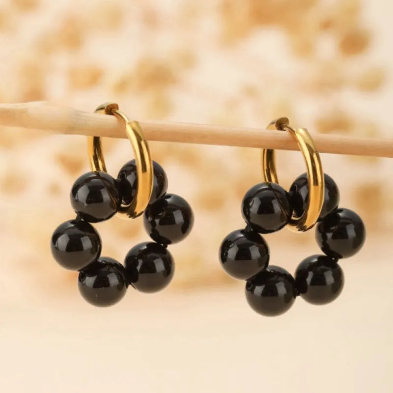 Aretes Obsidiana Escudo Refinado