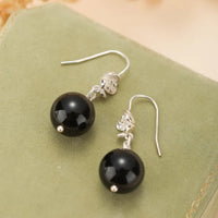 Aretes Obsidiana Flor Protectora