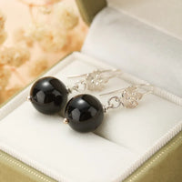 Aretes Obsidiana Flor Protectora