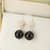 Aretes Obsidiana Flor Protectora