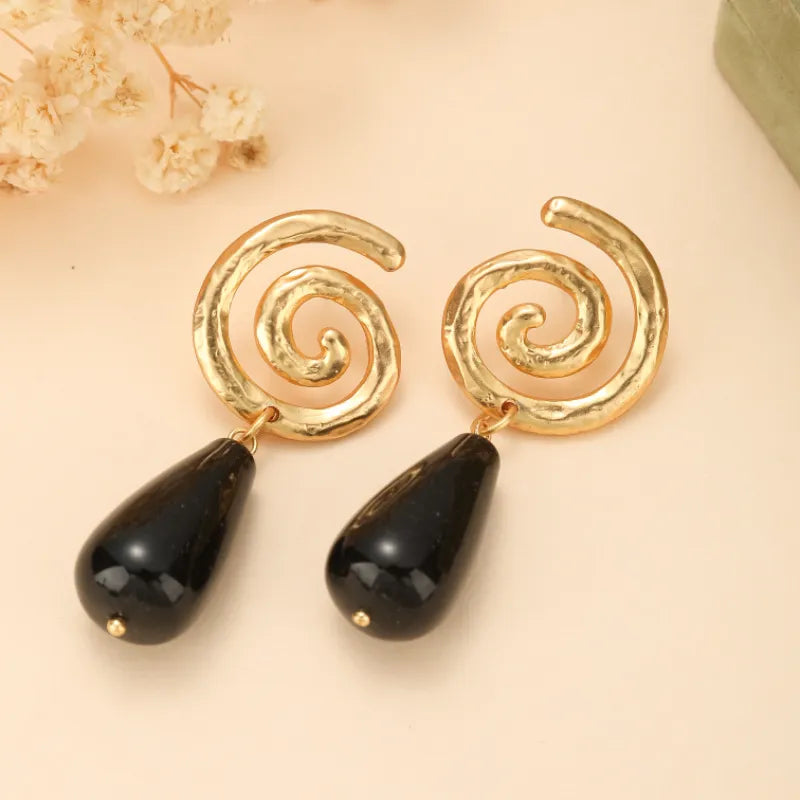 Aretes Obsidiana Espiral Eterna
