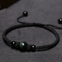 Pulsera de Pareja Hilo Rojo Ágata y Obsidiana Hilo Eterno