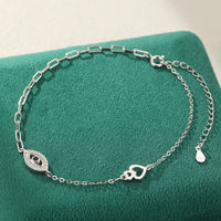 Tobillera Ojo Turco Corazón Protector Plateada