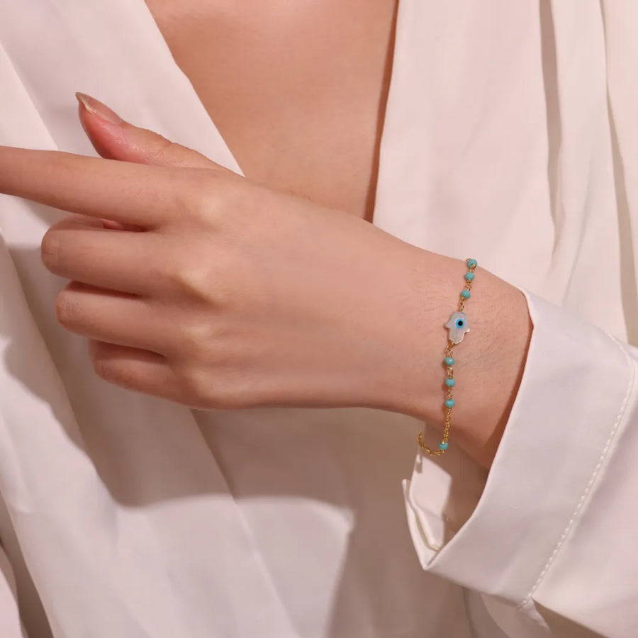 Pulsera Ojo Turco y Mano de Fátima Encanto Celestial