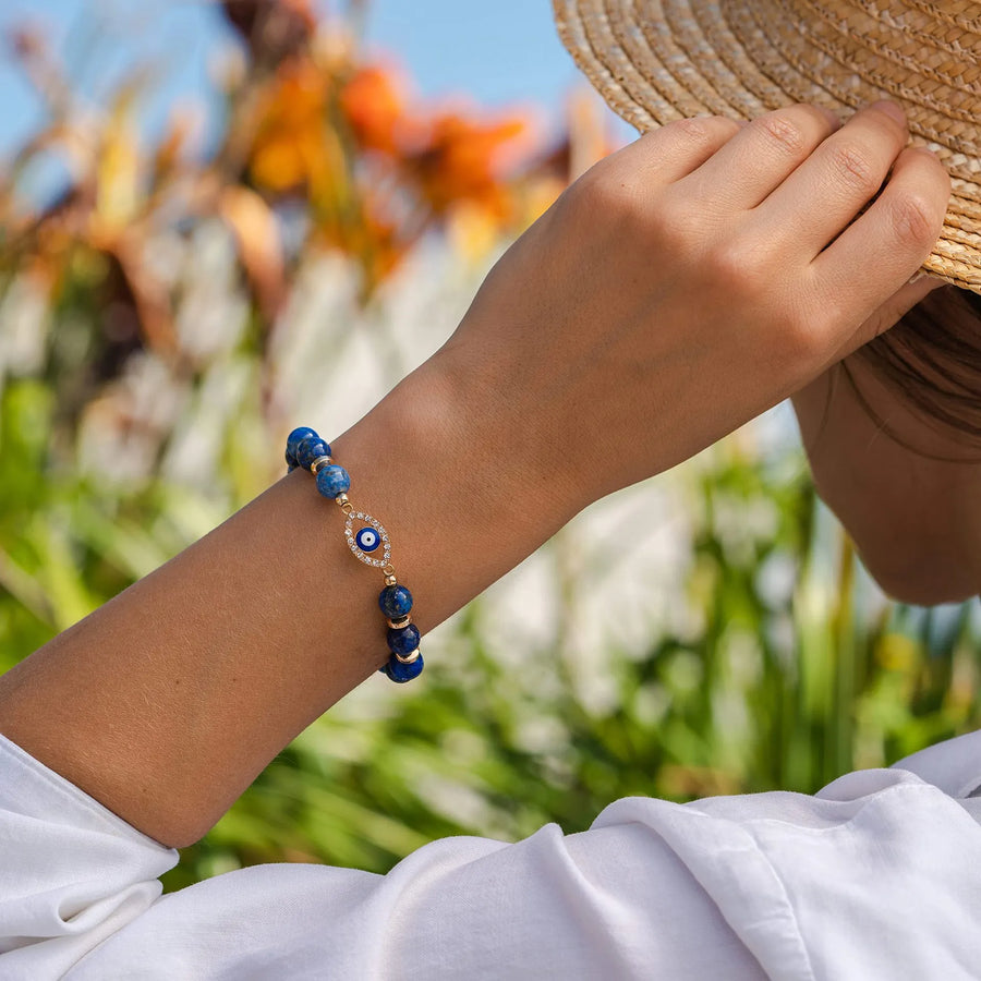 Pulsera Ojo Turco Lapislázuli Azul Sereno