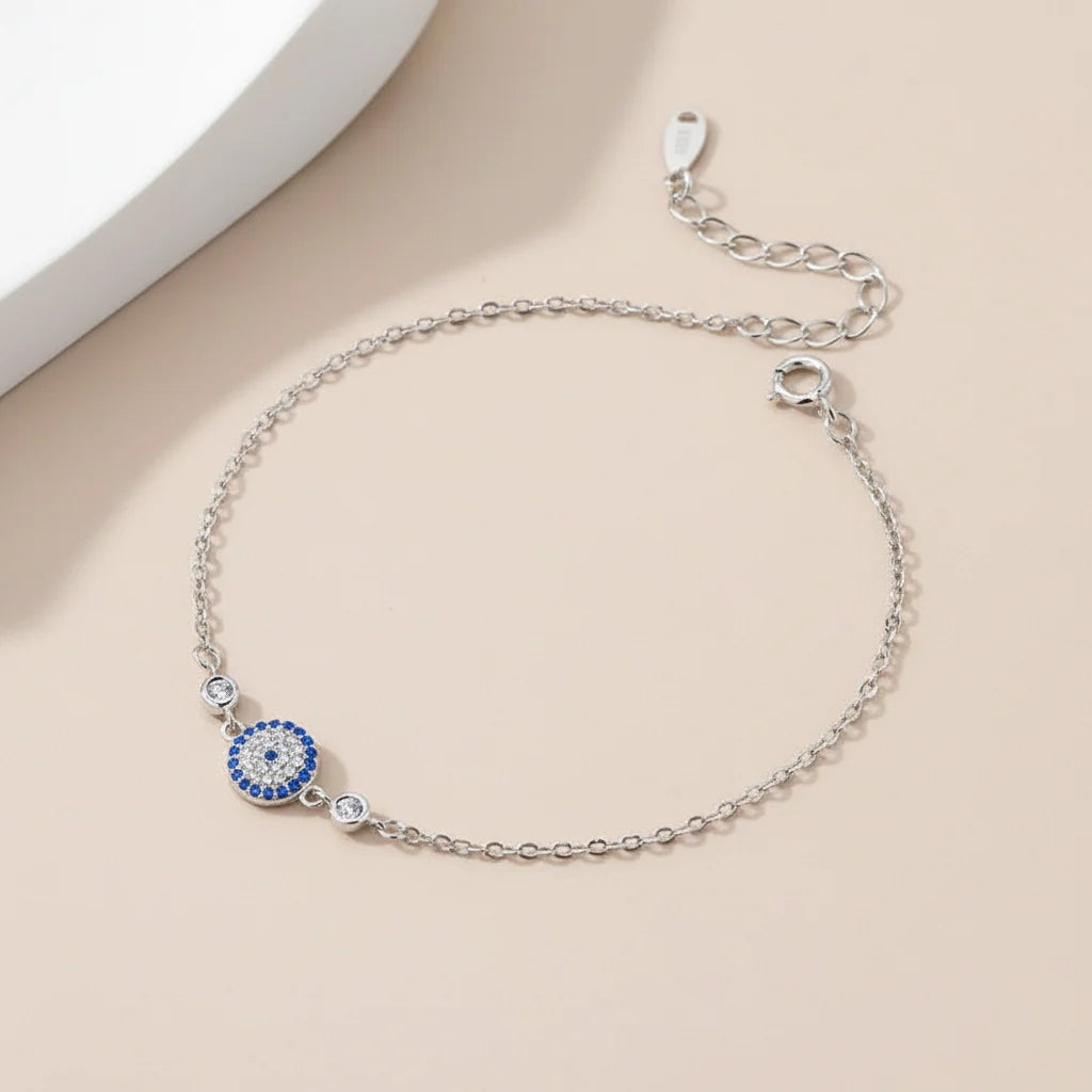 Pulsera Ojo Turco Espejismo Plateado