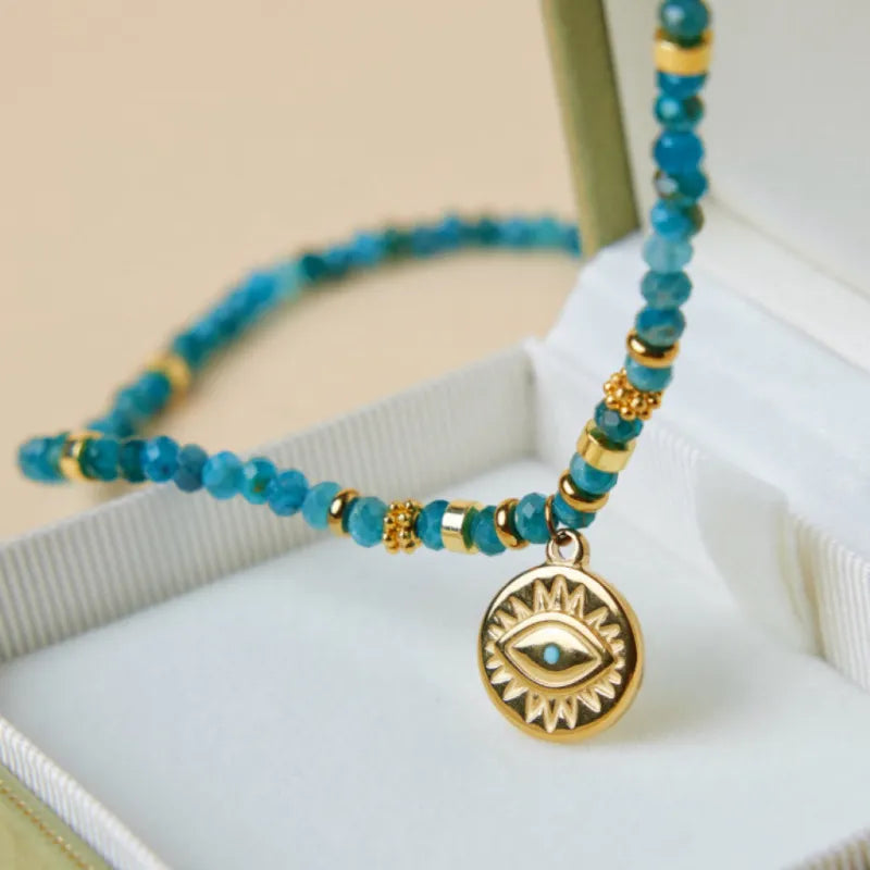 Collar Ojo Turco Apatita Misterio Azul