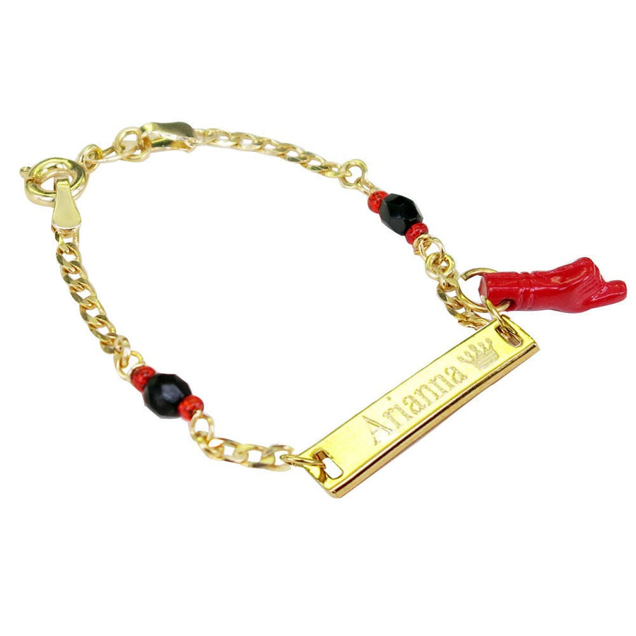 Pulsera Azabache para Bebé con Placa