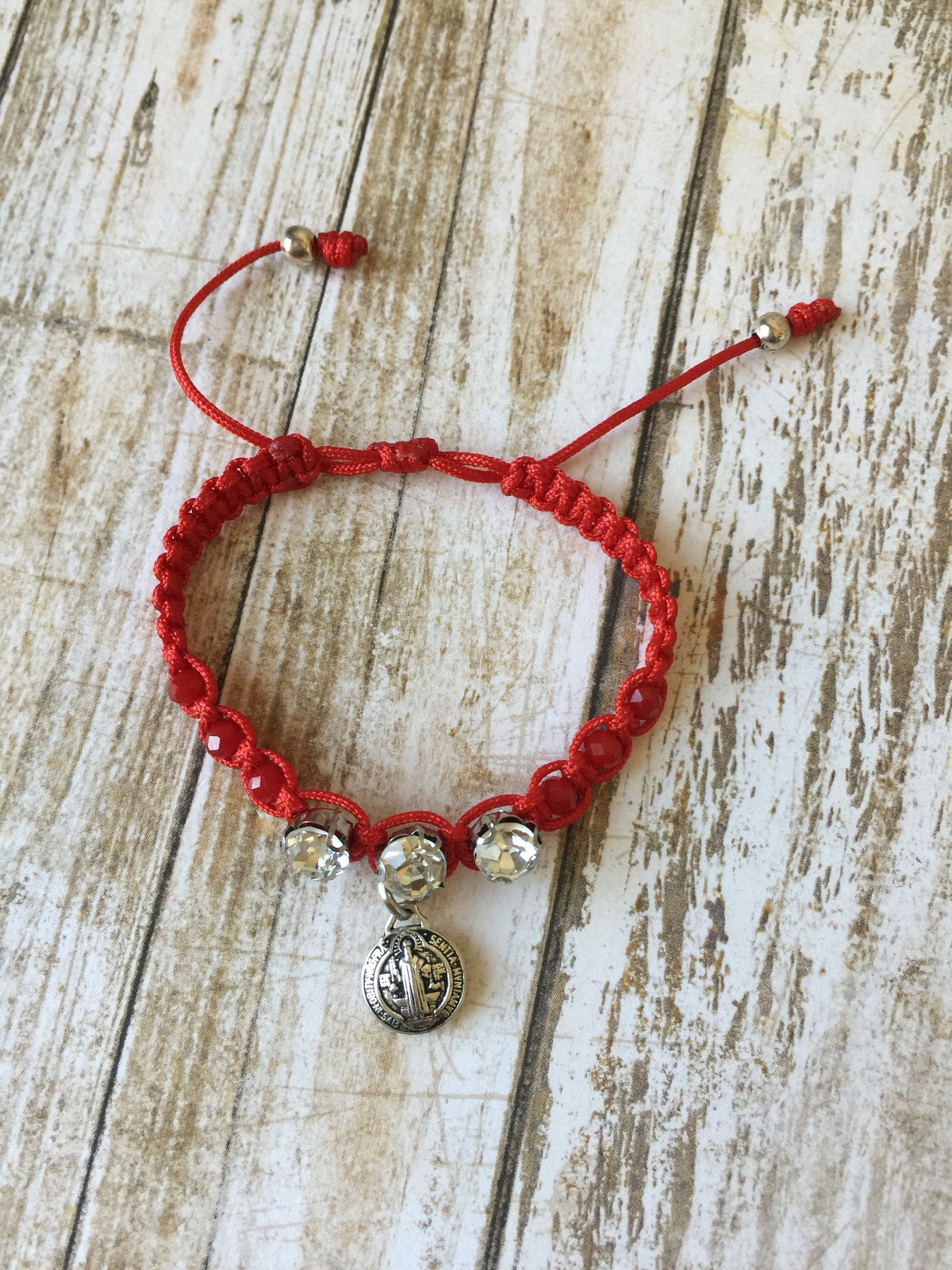Pulsera Infantil Medalla San Benito Plateada