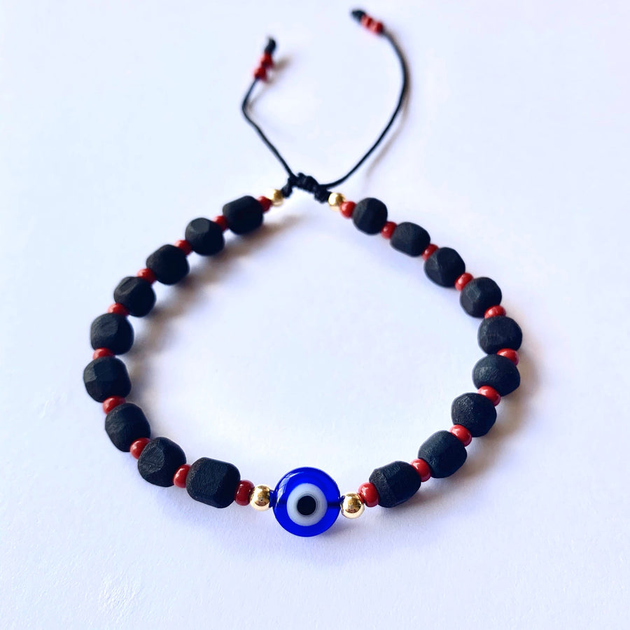 Pulsera Azabache Genuino Coral Rojo Ajustable