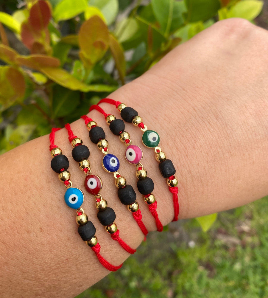Pulsera Azabache Genuino y Ojo Turco Oro