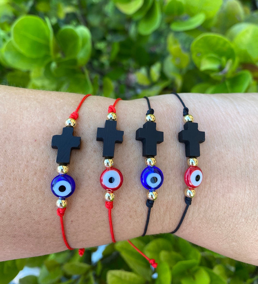 Pulsera Cruz de Azabache Hilo Rojo para Bebé