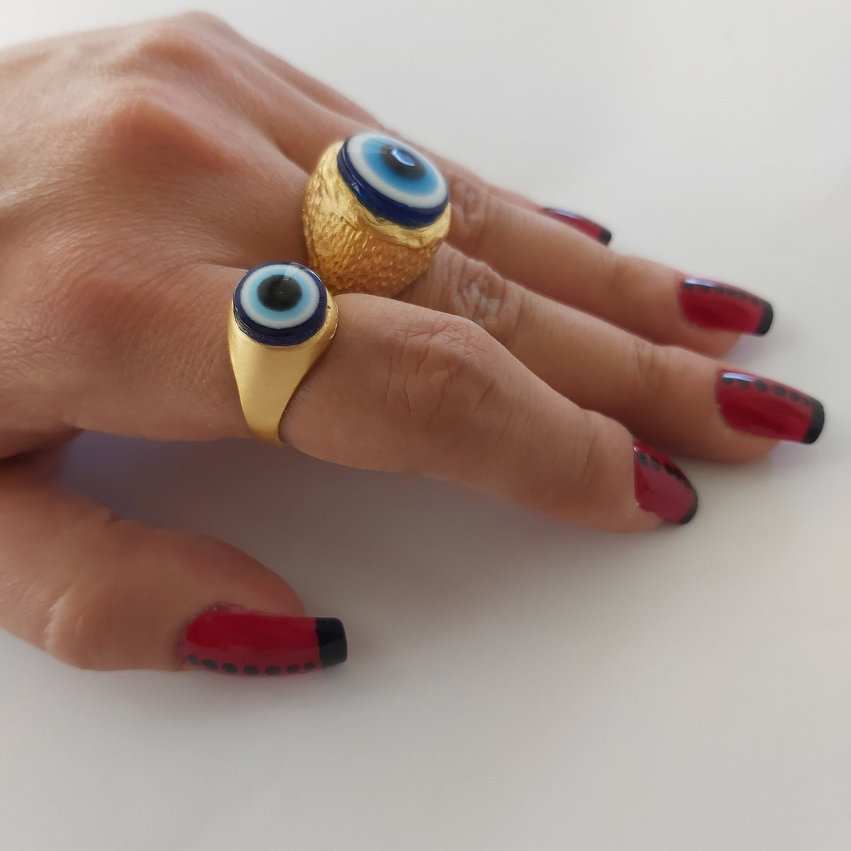 Anillo Ojo Turco Buena Suerte Dorado