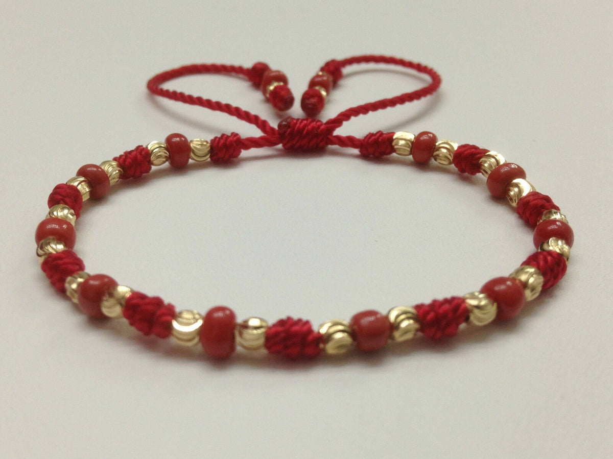 Pulsera Roja con Oro Laminado