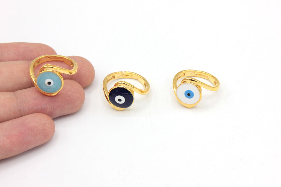 Anillo Ojo Turco Esmalte Oro 24K Bisel