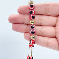 Pulsera Bolitas de Vidrio Ojo Turco Oro 18K