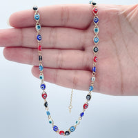 18k Gold Layered Multi Color Evil Eye Bracelet Necklace Set