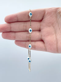 18k Gold Layered Baby Blue Evil Eye Bracelet Necklace Set