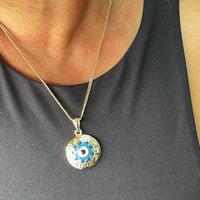 18k Gold Layered 20mm Protection Blue Evil Eye Charm For Wholesale Gold Pendant