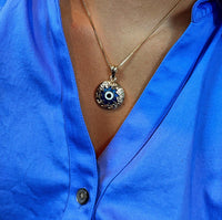 18k Gold Layered 20mm Protection Blue Evil Eye Charm For Wholesale Gold Pendant