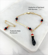 Azabache para Bebé Broche o Pulsera Oro 18K