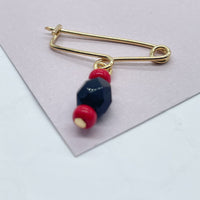 18k Gold Filled Simulated Azabache Stone Safety Pin  Babe Protection Good Luck tune  Supplies