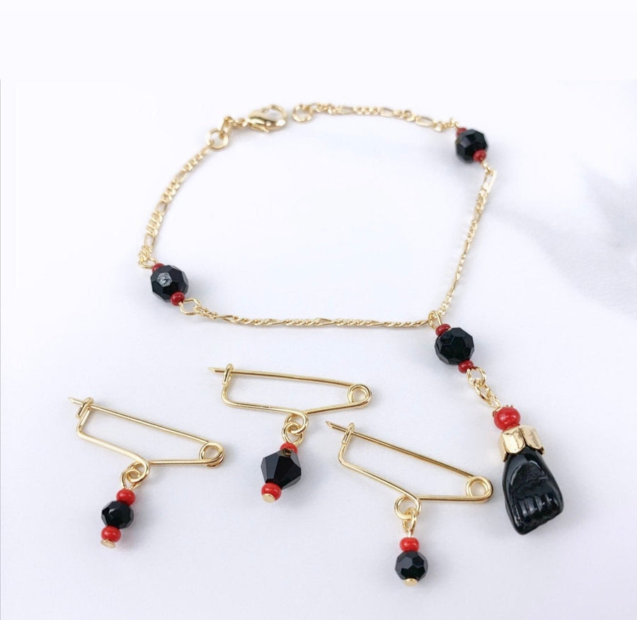 Azabache para Bebé Broche o Pulsera Oro 18K