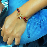 18k Gold Layered Protection "Figa" Hand, Red Evil Eye, Luck Elephant Charm