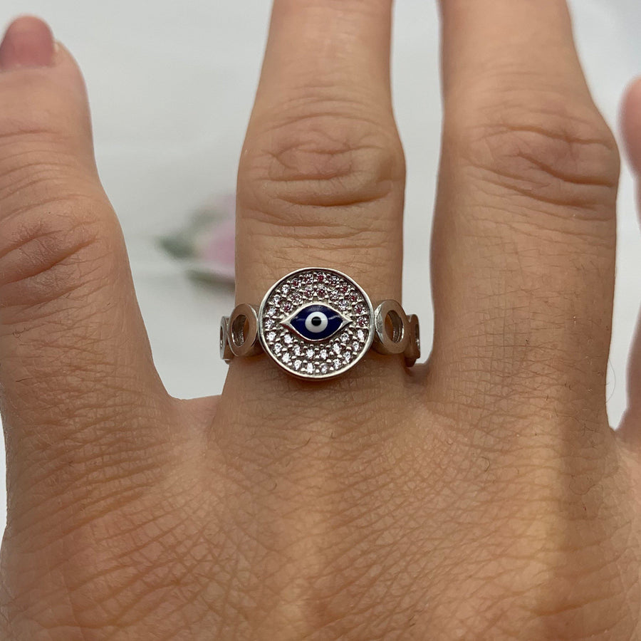 Anillo Ojo Turco Plateado Regalo para Mamá