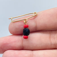 18k Gold Filled Simulated Azabache Stone Safety Pin  Babe Protection Good Luck tune  Supplies