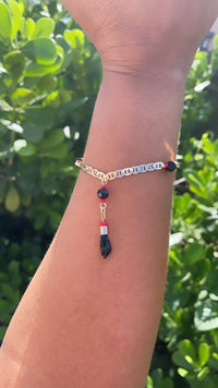 18k Gold Layered Mariner Link Bracelet Featuring Figa And Simulated Azabaches for
