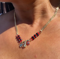 18k Gold Layered Protection “Figa” Hand, Red Evil Eye, Luck Elephant Charm