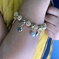18k Gold Layered Lucky Charms Featuring Hamsa Clover Elephant Chili Pearl Peace Sign