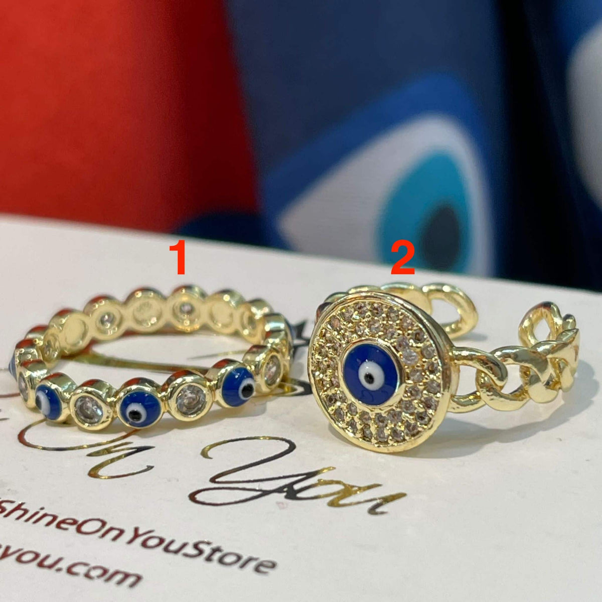 Anillo Ojo Turco Protección Dorado Artesanal