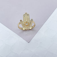 18k Gold Filled Hamza Ring with a Daisy Flower and Micro Pave Zirconia Stones Wholesale Jewelry Supplies