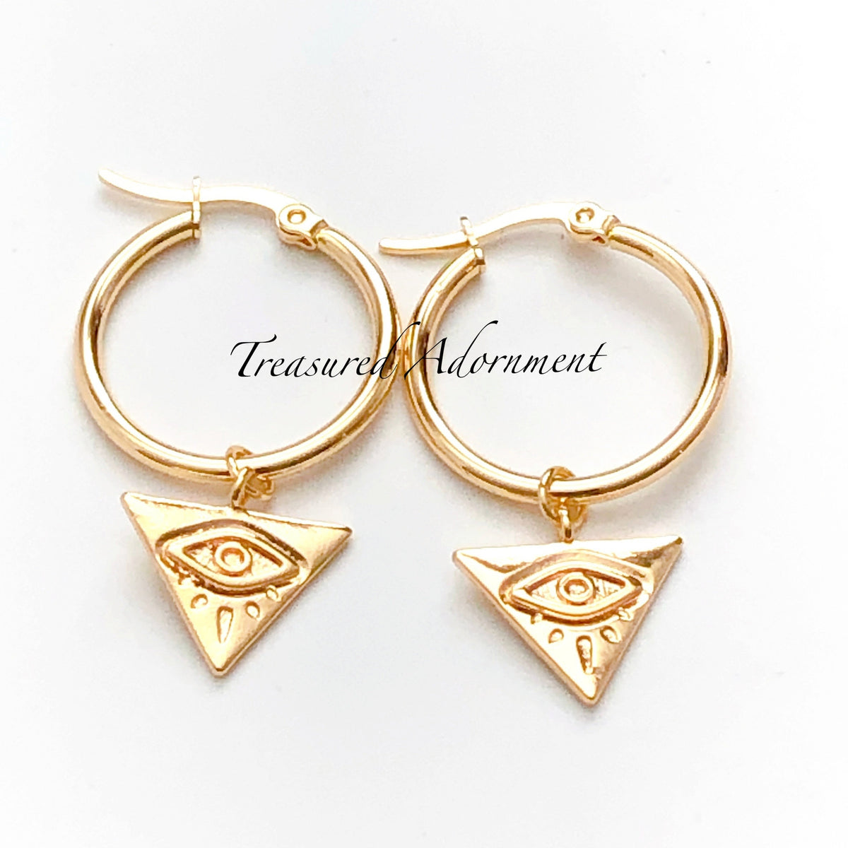 Aretes de Argolla Ojo Turco Triángulo